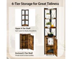 Giantex 6-Tier Tall Corner Storage Cabinet Linen Tower Shelf Floor Storage Organiser Kitchen Bathroom Brown