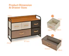 Giantex 5-Drawer Dresser Storage Foldable Fabric Organiser Unit w/Steel Frame & Wooden Top Dresser Chest