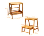 Giantex 2-tier Bamboo Step Stool Foldable Wood Step Ladder Home Standing Step Stool Adults & Kids
