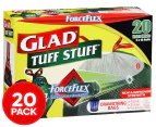 Glad Extra Wide 56L Tuff Stuff Drawstring Garbage Bags 20 Pack