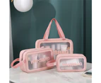 3Pcs PVC Cosmetic Bags for Makeup Travel Toiletry Wash Bags-Pink