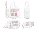 3Pcs PVC Cosmetic Bags for Makeup Travel Toiletry Wash Bags-White