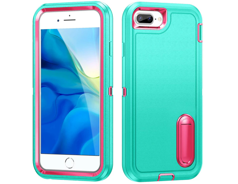 MCC Shockproof iPhone 7+ 8+ Case Cover Heavy Duty with Stand Apple Plus [Light Blue+Magenta]