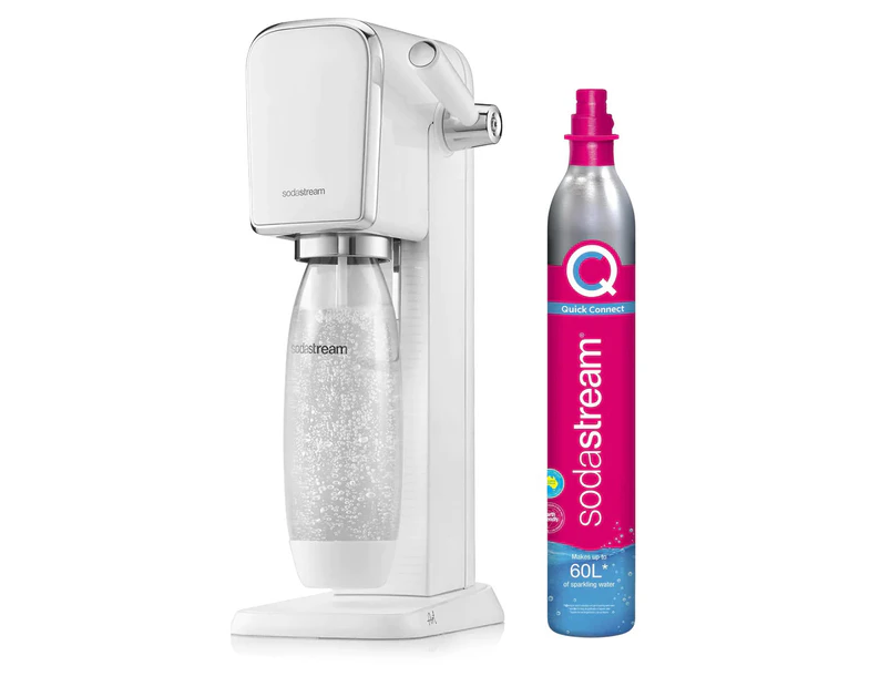 SodaStream Art Sparkling Fizzy Water/Soda Drink Maker White 60L w/1L Bottle