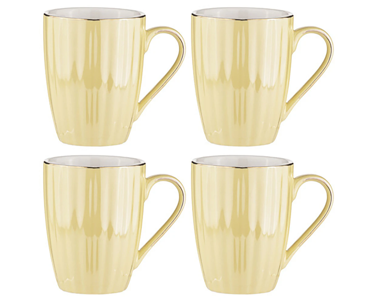 4pc Ashdene Parisienne Pearl Tea/Coffee Cup 350ml Mug Set w/ Handle Buttermilk