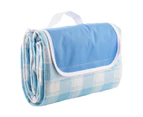 Delilah Gingham 150cm Foldable Picnic Blanket Outdoor Mat w/ Carry Handle Blue