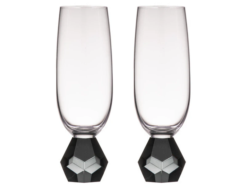 2PK Zhara Crystal 200ml Champagne Glass Cocktail Drinkware Glasses Cup Onyx