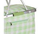 Delilah Insulated 46x24cm Picnic Basket Bag Outdoor Storage w/ Carry Handle Sage