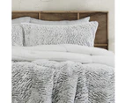 3pc Ardor Boudoir Faux Fur Sherpa Queen/King Bed Comforter Set Bedding Silver