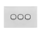 Doss ASW3 115mm Acrylic Wall Plate 3 Gang Light Power Switch 2 Way On/Off White