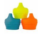 3pc Boon Snug Spout Baby/Boy/9m+/Infant Cup Universal Cover/Lid - BL/OR/YL