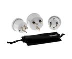 HPM World Travel Pack Adaptor w/ Twin USB Charger/3 International Plugs White