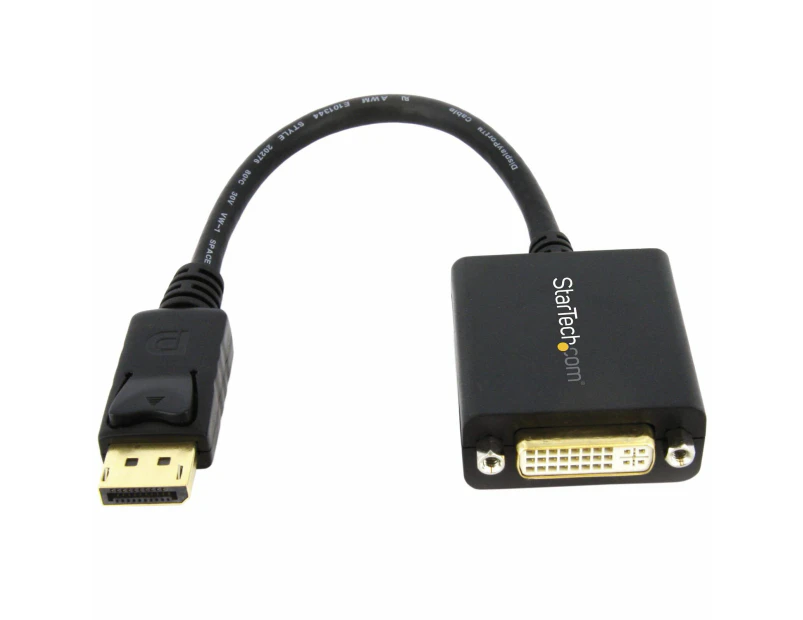 Star Tech DisplayPort To DVI Adapter Latching BK 1080p 60Hz 1.2 HBR2 DVI-D 15cm