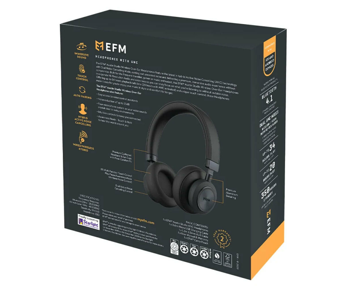 EFM Austin Studio ANC Noise Cancelling Bluetooth Over Ear