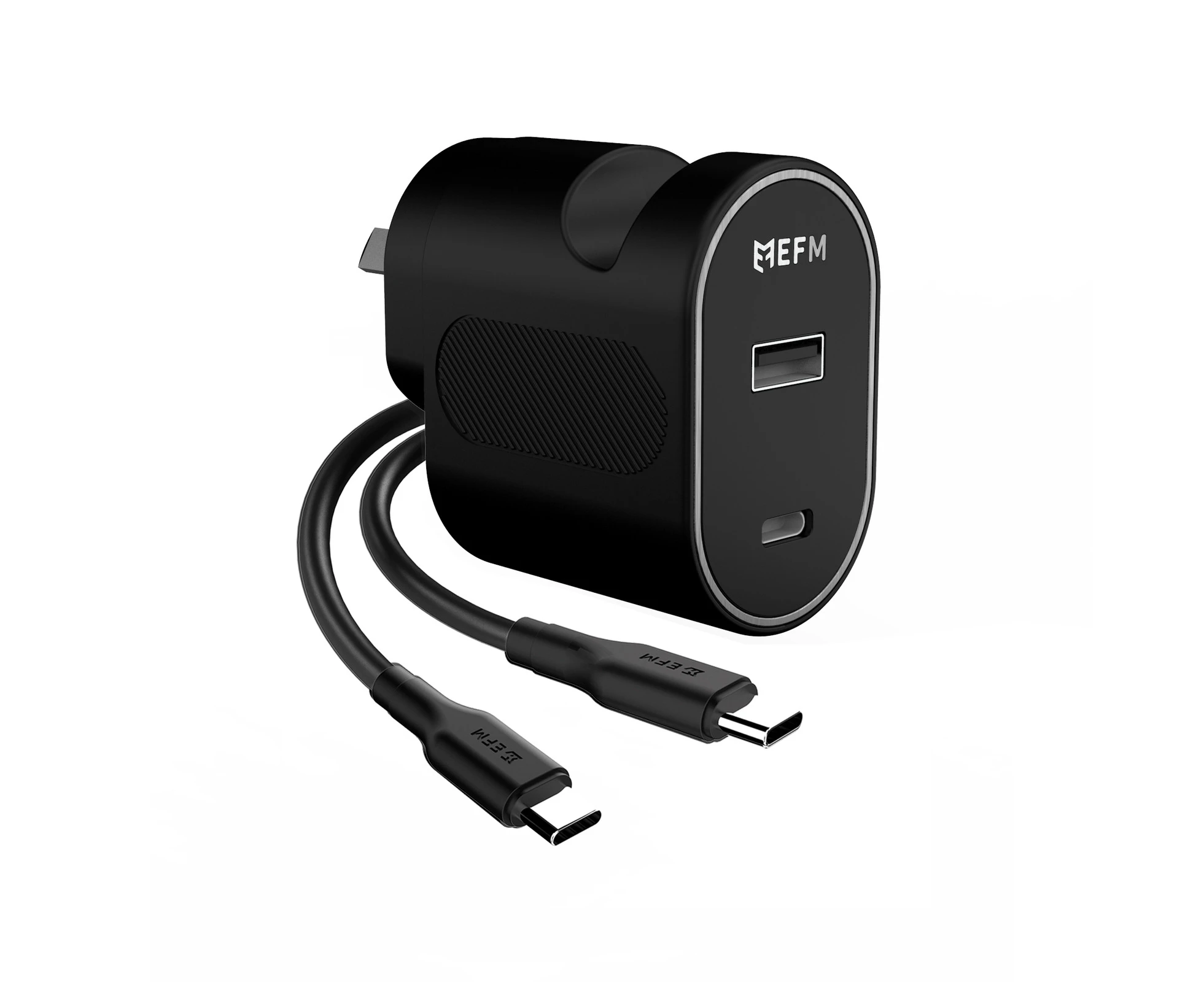 EFM 30W Dual Port Wall Charger With 1M Type C to Type C Cable Phone Charger BLK