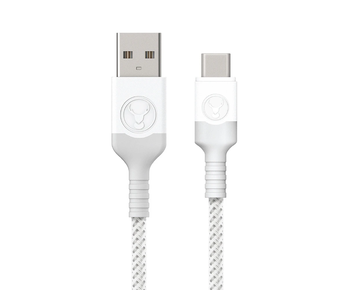 Bonelk USB-A to USB-C 1.2M Charge/Sync Braided Cable For Phones/Hubs/PC White