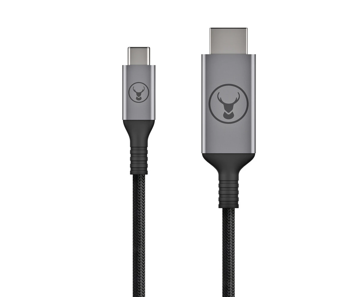 Bonelk 2.5M Gold Plated Braided Nylon USB-C to Standard HDMI Cable Grey