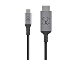 Bonelk 2.5M Gold Plated Braided Nylon USB-C to Standard HDMI Cable Grey