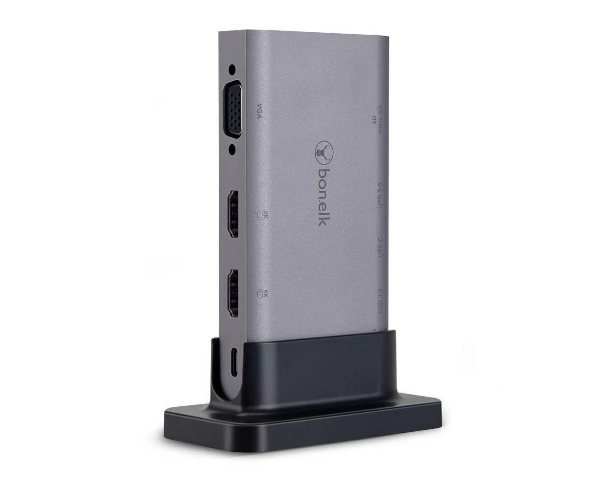 Bonelk Desktop Series 9-in-1 USB-C Multiport HDMI/USB-A/Micro SD Hub Space Grey