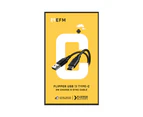 EFM Flipper Type C to USB-A Cable 2M Black Samsung/Apple Phone Charging Cable