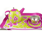15pc Kaper Kidz Children/Toddler Lime Daisy Flower Themed Teacup/Teapot Set 3y+