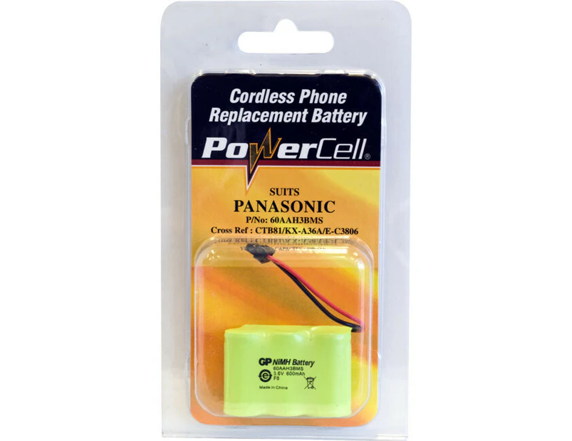 PowerCell CTB81 3.6V 600mAh NiMH MS Type Cordless Phone Battery f/Panasonic