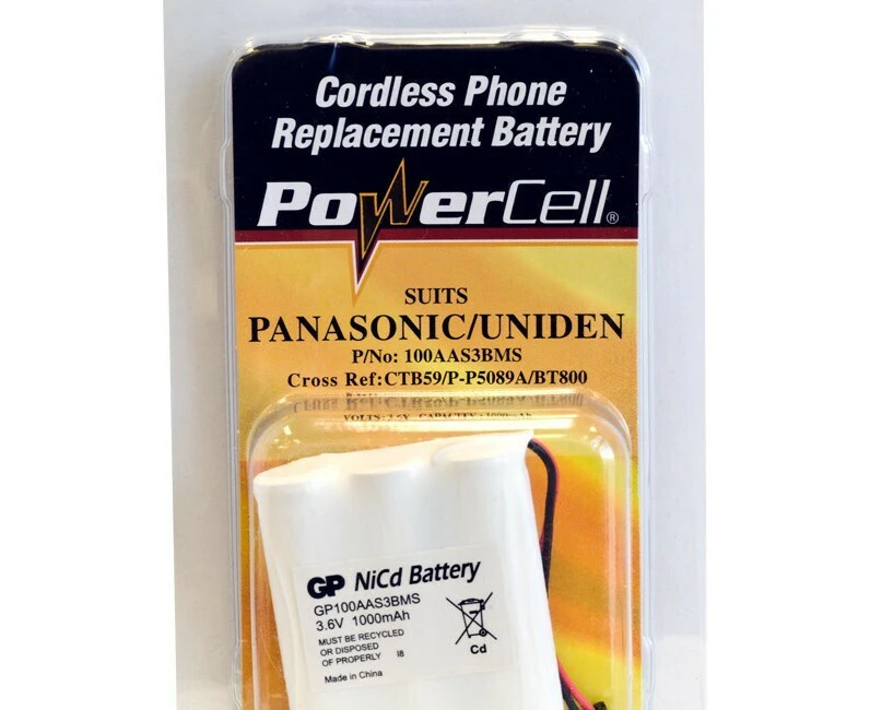 PowerCell CTB59 3.6V 1000mAh NiMH Cordless Phone Replacement Battery f/Panasonic