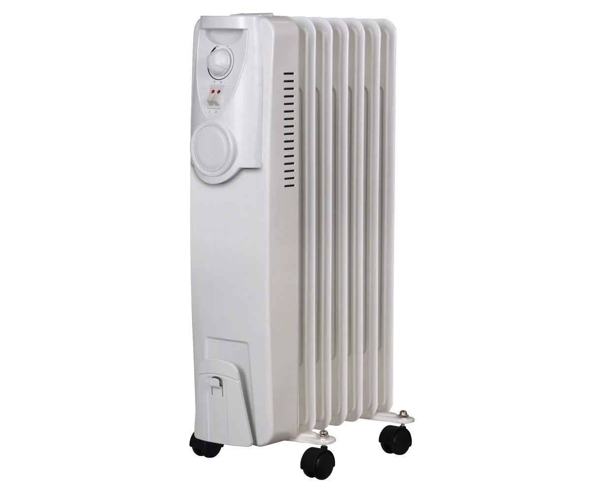 Heller HOCH7 1500W Electric Portable 7 Fin Oil Heater/Column/Castor Wheels White