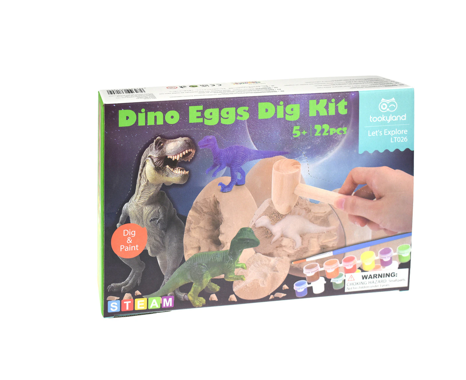 22pc Tookyland Dinosaur Egg Dig Kit Kids Fun Play Activity Painting Craft Toy 5+