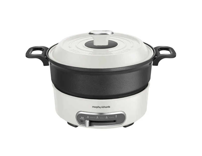 Morphy Richards Round 1400W Non-Stick Electric Multi-Function Cooker Pot White