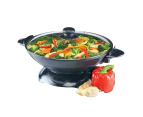 Maxim Kitchen Pro 4.5L 1500W Stir Fry/Cooker Electric Wok w/ Lid Cooking Pan BLK