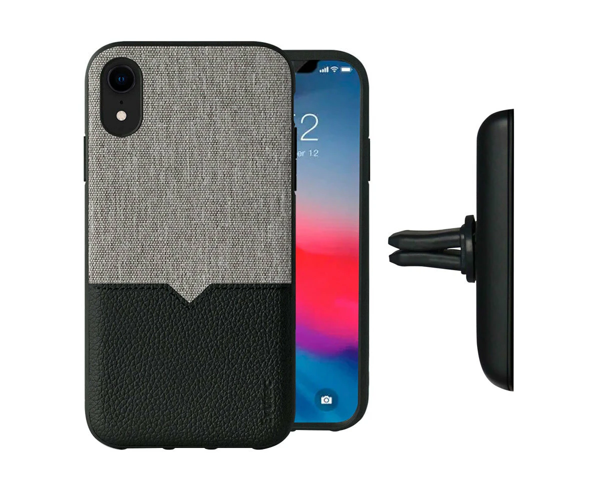 Evutec Case Cover AFIX+ Magnetic w/ Car Mount for Apple iPhone XR Canvas/Black