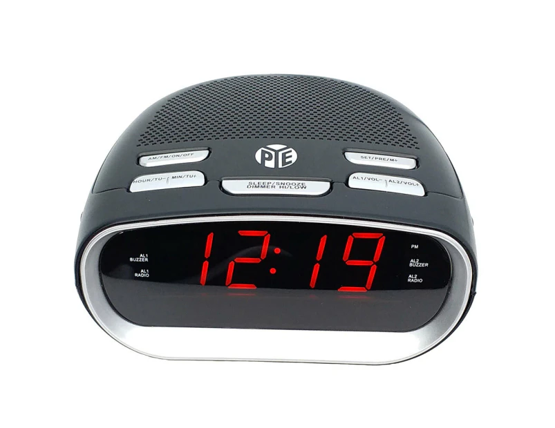 PYE AM/FM Alarm Digital Clock Radio w/LED Display/Snooze for Bedside Table