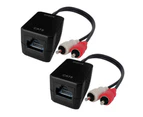 PRO2 RCA Male Plug Stereo Audio Over Single RJ45 Cable CAT5 Extender up to 75m
