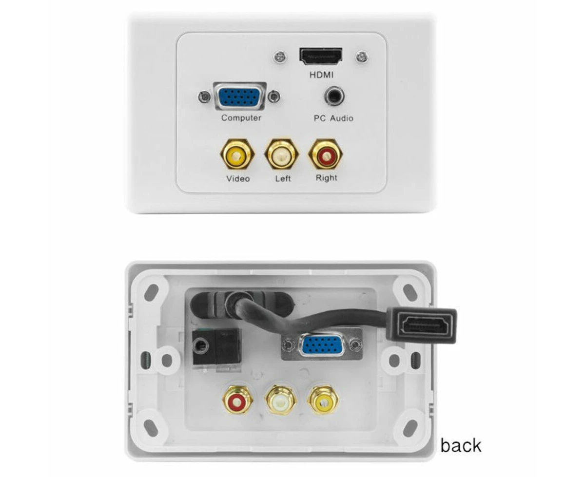 Pro2 PRO1310 HDMI VGA RCA PC Aux 3.5mm AV Audio Wall Plate - Female to female