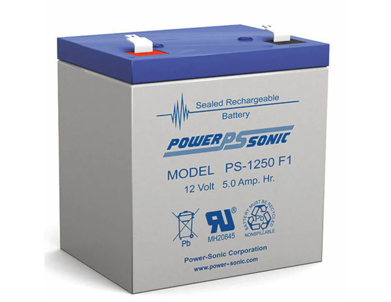 Powersonic PS1250 12V 5AMP SLA Rechargeable Battery F1 Terminal Sealed Lead Acid