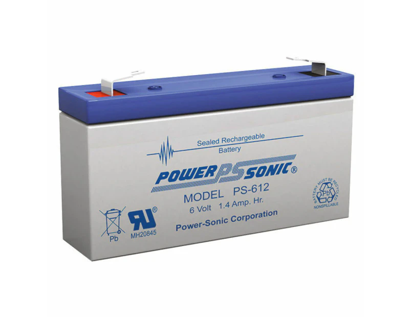 Power Sonic PS612 6V 1.4AMP SLA Rechargeable Battery F1 Terminal Sealed Lead