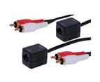 PRO2 RCA Male Plug Stereo Audio Over Single RJ45 Cable CAT5 Extender up to 75m