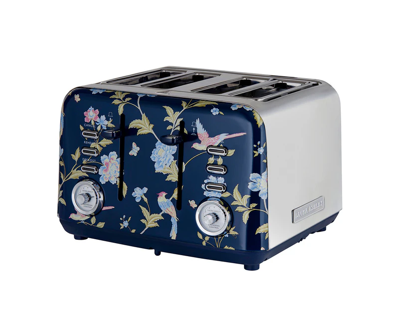 Laura Ashley Elveden 29cm Electric 4-Slice Bread Toaster 1850W Food/Kitchen BLU