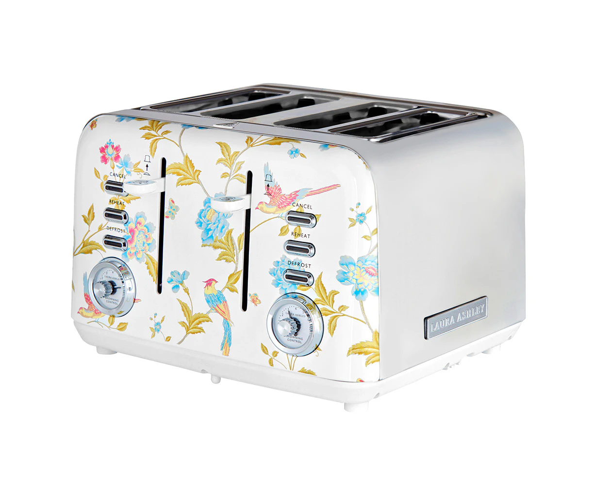 Laura Ashley Elveden 29cm Electric 4-Slice Bread Toaster 1850W Food/Kitchen WHT