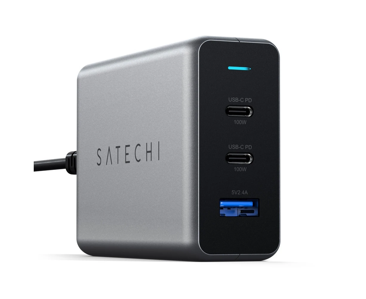 Satechi 100W GaN Compact Charger Dual USB-C PD/USB-A Port f/ Apple/Android Phone