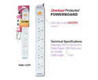 Sansai 6 Way Power Board Outlets/Socket w/ Overload Protection/1m Cord/Lead
