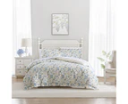 Laura Ashley Meadow Floral Queen Bed Quilt Cover Set w/ 2x Pillowcase Sun Blue