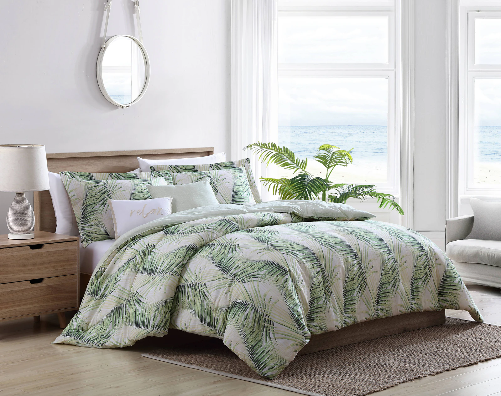 Tommy Bahama Kauai Queen Bed Quilt Cover Set w/ 2x Pillowcase Jasmine Green