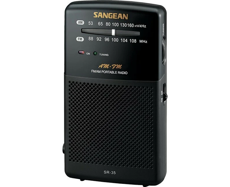 Sangean AM/FM Stereo Pocket Radio w/ Built In Speaker/Telescopic Antenna Black