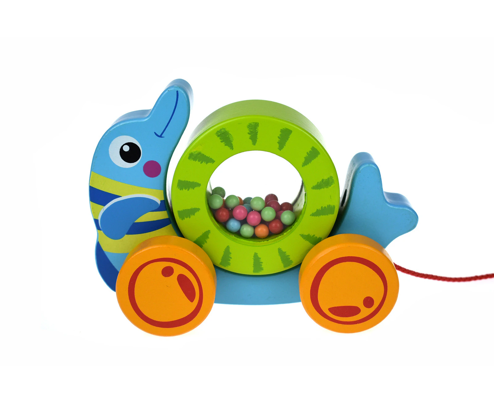 Tooky Toys Pull Along Rolling Dolphin With Beads Children's/Toddler's Toy 12m+