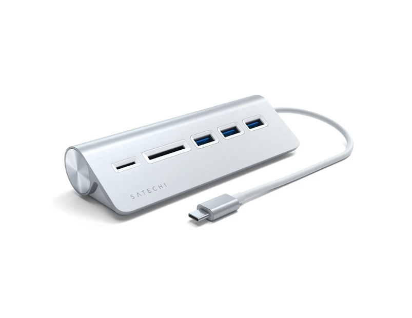 Satechi USB-C Aluminium USB 3.0 Hub & Card Reader for Laptop/PC/MacBook Silver
