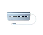 Satechi Blue Aluminium USB-C Male To Female USB 3.0 Hub/Card Reader Adapter Port