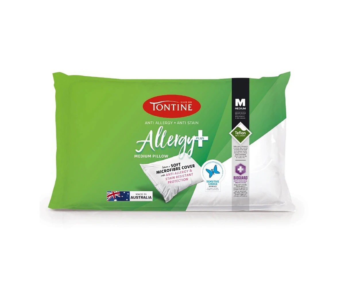 Tontine 46x72cm Allergy Plus Cotton Sleep Pillow Medium Profile Home Bedding