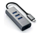 Satechi 3 Port USB-C 2-In-1 Ethernet & USB 3.0 Hub for MacBook/HP/Dell Space GRY